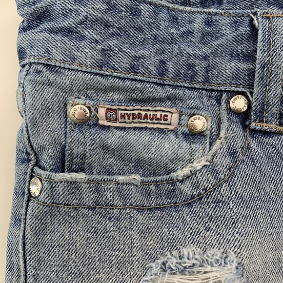 Hydraulic 7/8 Distressed Jean Shorts Light Wash Denim Mid Length 10" Inseam - Picture 7 of 7